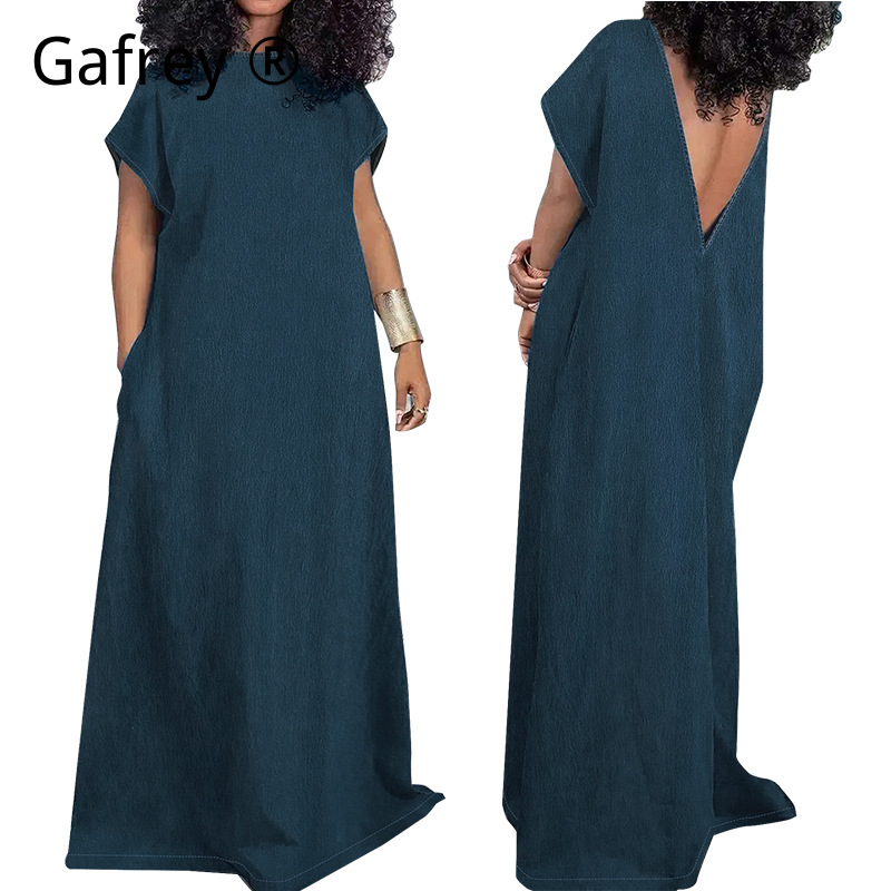 Vintage Fashion Plus Size - XXXXL Plus Size Dames Denim Maxi-jurk