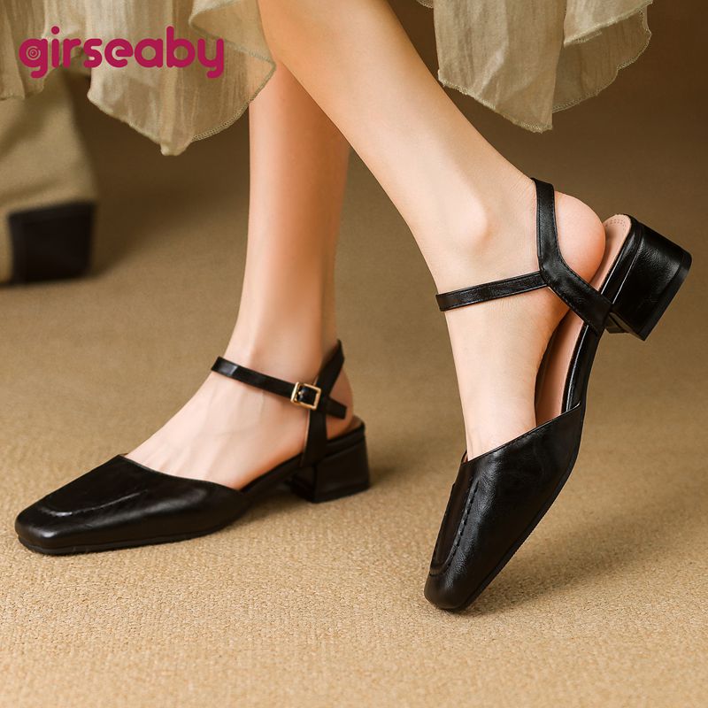 Vintage Fashion Plus Size - Girseaby 2025 Vrouwelijke Sandalen Vierkante Neus