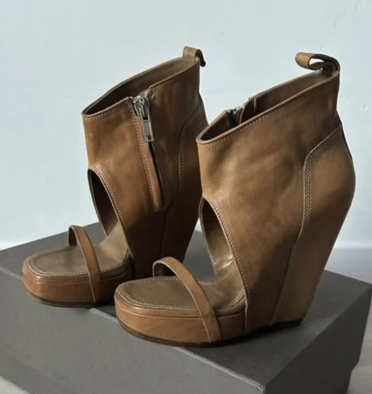 Vintage Fashion Plus Size - Dames vintage leren platformsandalen met sleehak