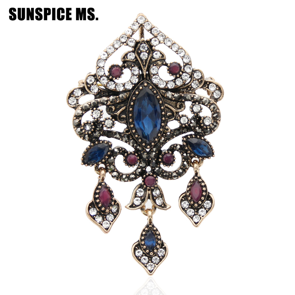 Vintage Fashion Hijab - Sunspicems Turkse Vrouwen Broche Antiek Goud