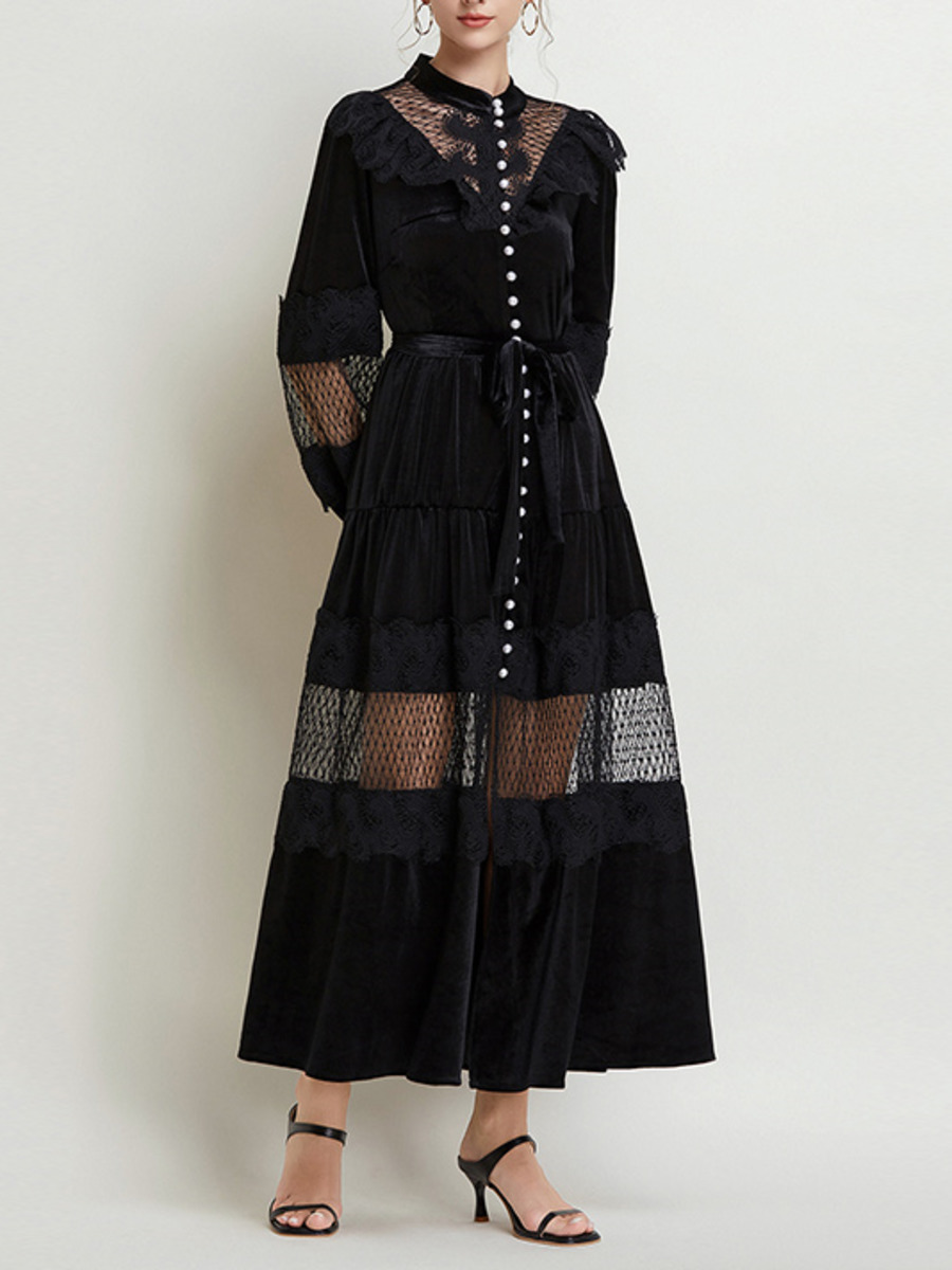 Vintage Fashion Runway - Mode Catwalk Herfst Uitgehold Casual Sashes