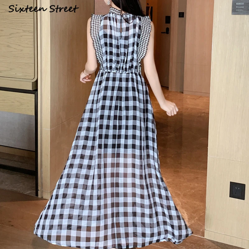 Geruite mouwloze jurk voor dam - Vintage Fashion Runway recensie en prijs