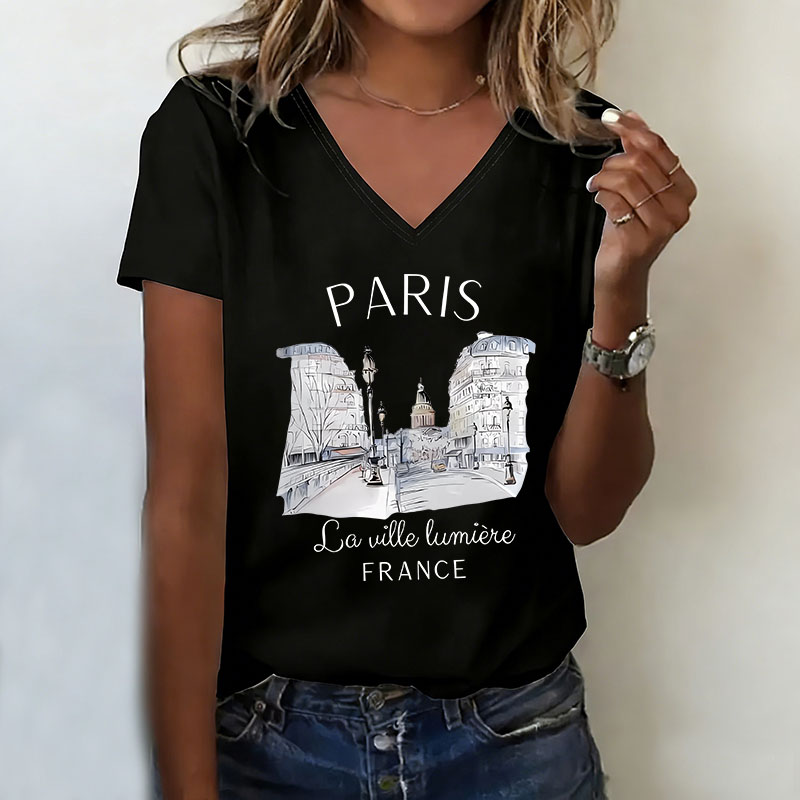 Vintage Parijs T-shirt V-hals  - Vintage Fashion Paris recensie en prijs
