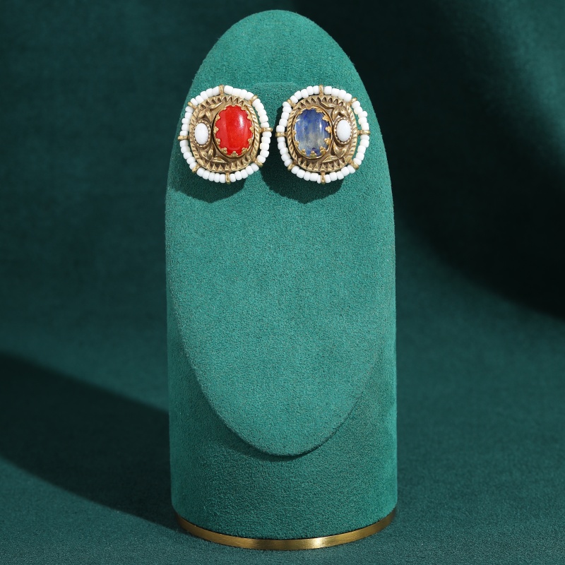 Vintage gekleurde wit-rode aga - Vintage Fashion Jewelry Brands recensie en prijs