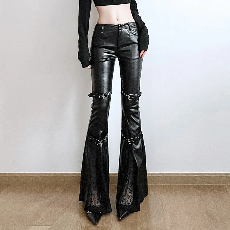 Dames PU lederen flare broek,  - Vintage Fashion Aesthetic recensie en prijs